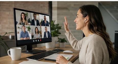 Business owner reviewing QuickBooks work with a remote assistant